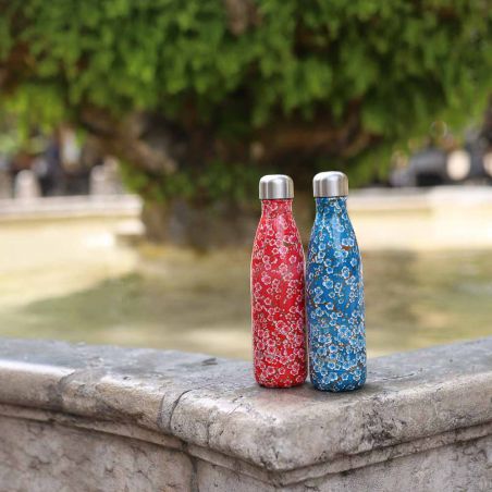 Bouteille isotherme "Flowers" rouge