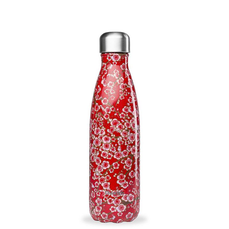 Bouteille isotherme "Flowers" rouge