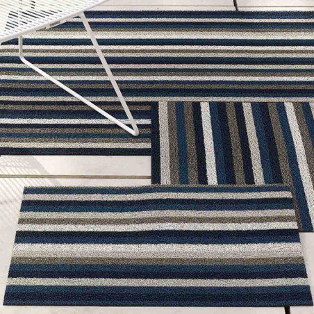 tapis chilewich "shag even stripe" marine